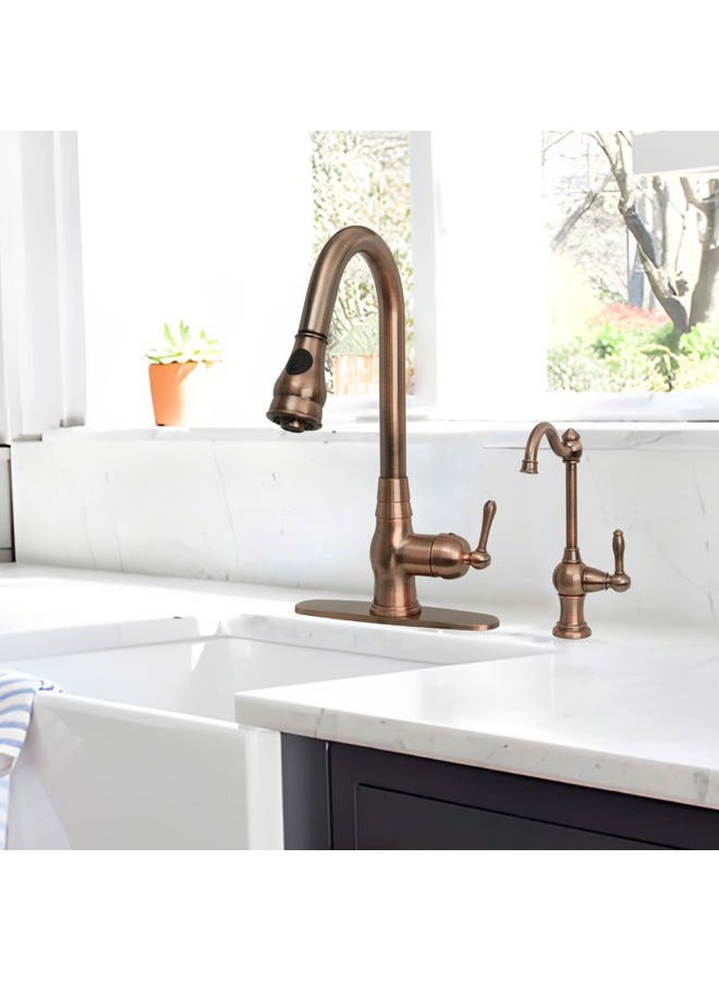 Akicon Kitchen Water Filter Faucet, Brass Body 100% Lead-Free Drinking Water Faucet Fits most Reverse Osmosis Units or Water Filtration System in Non-Air Gap, Only for Cold Water(Antique Copper) - Image 4