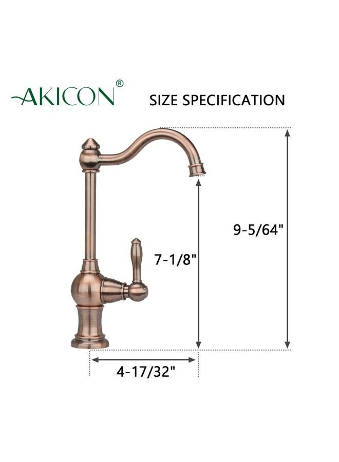 Akicon Kitchen Water Filter Faucet, Brass Body 100% Lead-Free Drinking Water Faucet Fits most Reverse Osmosis Units or Water Filtration System in Non-Air Gap, Only for Cold Water(Antique Copper) - Image 5