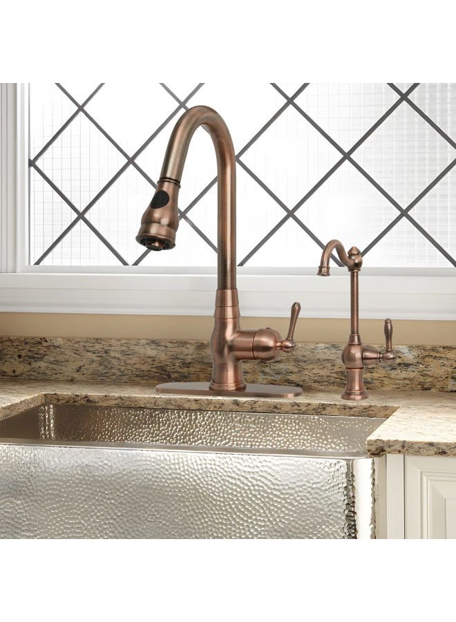 Akicon Kitchen Water Filter Faucet, Brass Body 100% Lead-Free Drinking Water Faucet Fits most Reverse Osmosis Units or Water Filtration System in Non-Air Gap, Only for Cold Water(Antique Copper) - Image 2