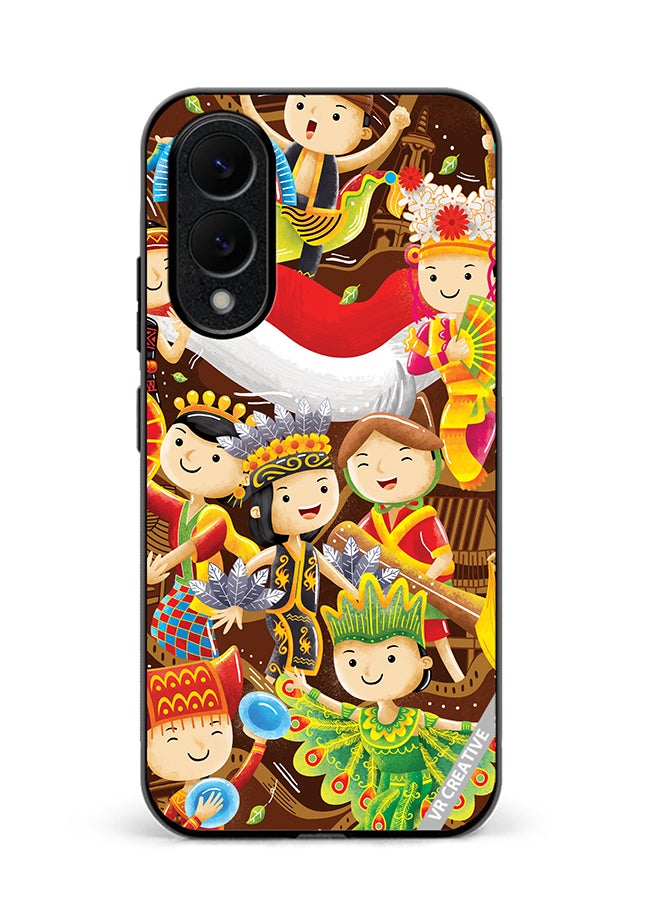VR CREATIVE Protective Case Cover For Samsung Galaxy S25 Edge Indonesian Cartoon Design Multicolour