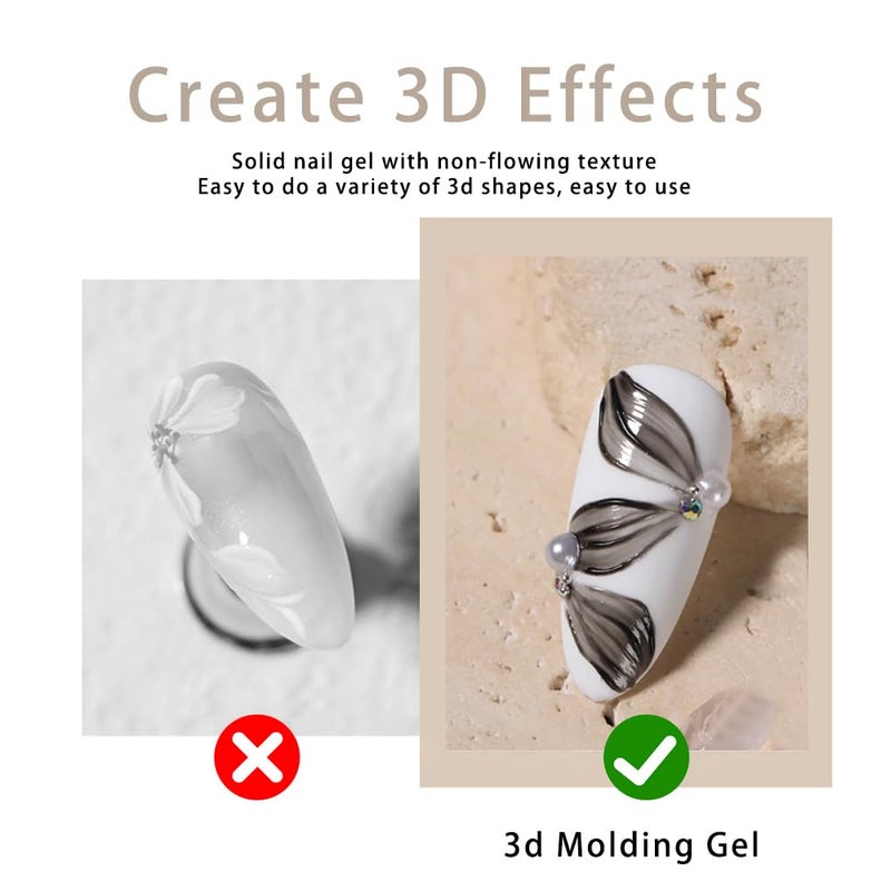 Gyraolvant Solid 3d Nail Sculpting Gel For Nail Art, 3d Nail Art Gel Multifunctional 3d Molding For Nails Salon Home DIY (Black) - Image 2