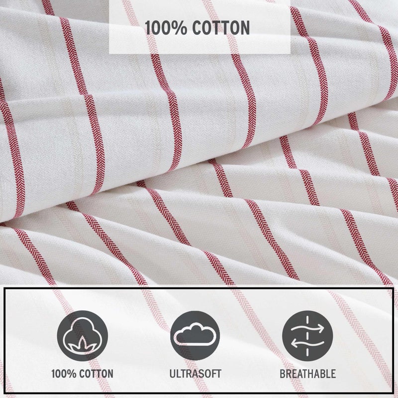 Eddie Bauer - King Bed Sheets, Cotton Flannel Bedding Set with Matching Pillowcases, Brushed for Extra Softness, Deep Pocket, Oeko-Tex Certified (Cooper Falls Red) - Image 5