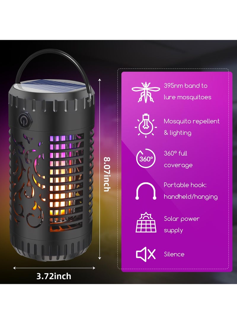 SOLARAE Solar Bug Zapper Outdoor, Mosquito Zapper Waterproof Portable Led/Flame & UV Mosquito Killer, with Storage Box Cordless Fly Zapper Lighting Lamp, for Patio Home Camping - Image 4