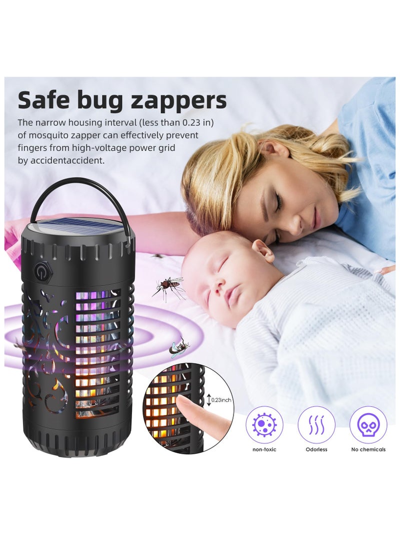 SOLARAE Solar Bug Zapper Outdoor, Mosquito Zapper Waterproof Portable Led/Flame & UV Mosquito Killer, with Storage Box Cordless Fly Zapper Lighting Lamp, for Patio Home Camping - Image 2