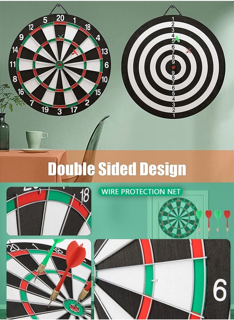 Generic Double Side Dartboard Family Game Set, Regulation Size High Quality Flocking Dart Board Of 15 Inch And 6 Steel Tip Darts, For Family And Friends, Enjoy Leisure Sport At Office Home Indoor Outdoor  - Image 3
