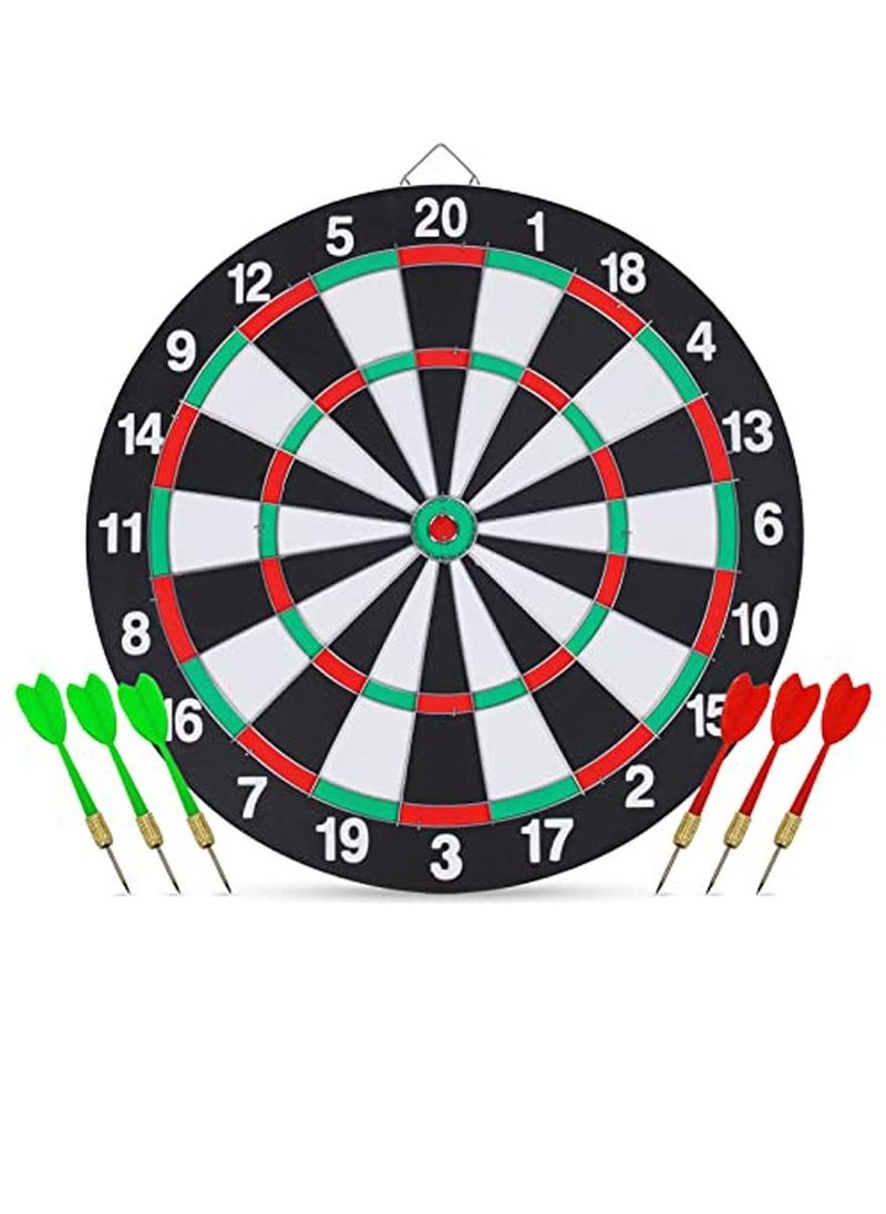Generic Double Side Dartboard Family Game Set, Regulation Size High Quality Flocking Dart Board Of 15 Inch And 6 Steel Tip Darts, For Family And Friends, Enjoy Leisure Sport At Office Home Indoor Outdoor  - Image 1