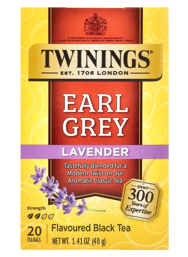 Twinings Flavored Black Tea Earl Grey Lavender 20 Tea Bags 1.41 oz (40 g) 
