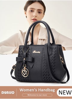 DUNISO Women's Fashion Handbag Faux Leather Crossbody Bag For Women Large Capacity Bow Trim Tote Bags Top Handle Satchel Fashionable Travel Shoulder Bag For Ladies  - Image 1
