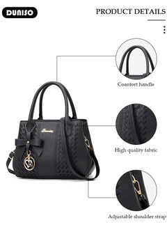 DUNISO Women's Fashion Handbag Faux Leather Crossbody Bag For Women Large Capacity Bow Trim Tote Bags Top Handle Satchel Fashionable Travel Shoulder Bag For Ladies  - Image 2