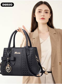 DUNISO Women's Fashion Handbag Faux Leather Crossbody Bag For Women Large Capacity Bow Trim Tote Bags Top Handle Satchel Fashionable Travel Shoulder Bag For Ladies  - Image 5