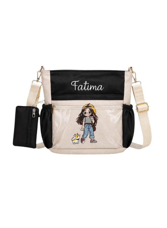 Cute Girls Crossbody Bag with Multiple Pockets, Stylish Shoulder Bag, Includes Small Pouch, Lightweight, for School and Daily Use FTM - Image 1