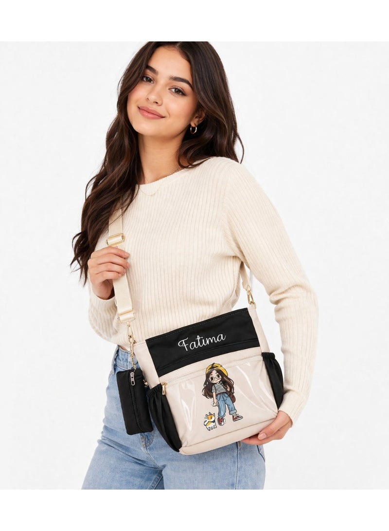 Cute Girls Crossbody Bag with Multiple Pockets, Stylish Shoulder Bag, Includes Small Pouch, Lightweight, for School and Daily Use FTM - Image 3