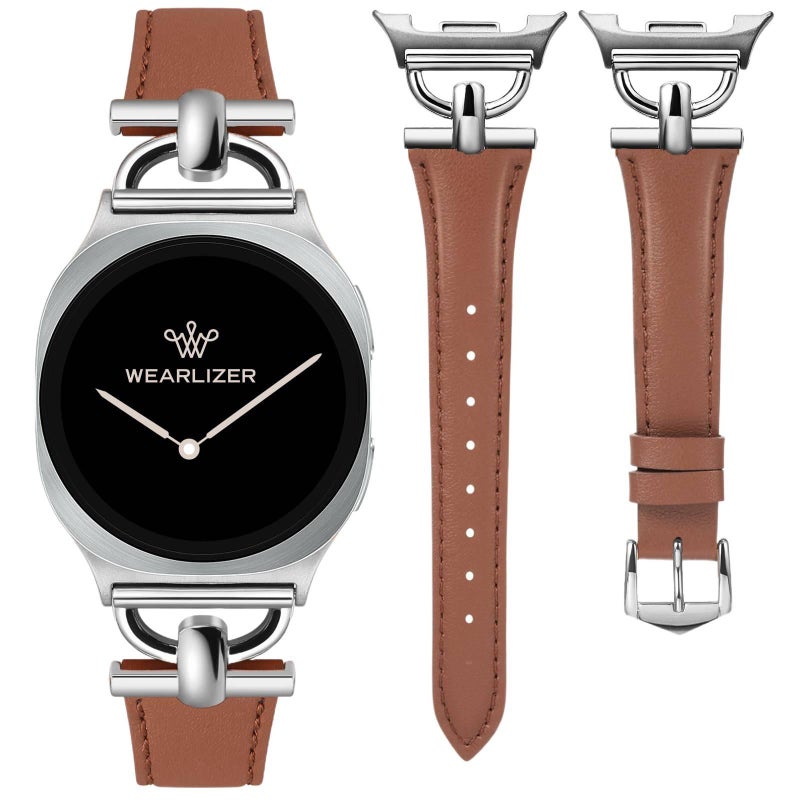 سوار ساعة ذكية سوار جلدي كلاسيكي متوافق باللون بني قابل للتعديل مع Samsung Galaxy Watch 8 بملاءمة قابلة للتعديل وحزام بديل للاستخدام اليومي للاستخدام المنزلي للسفر - Image 4