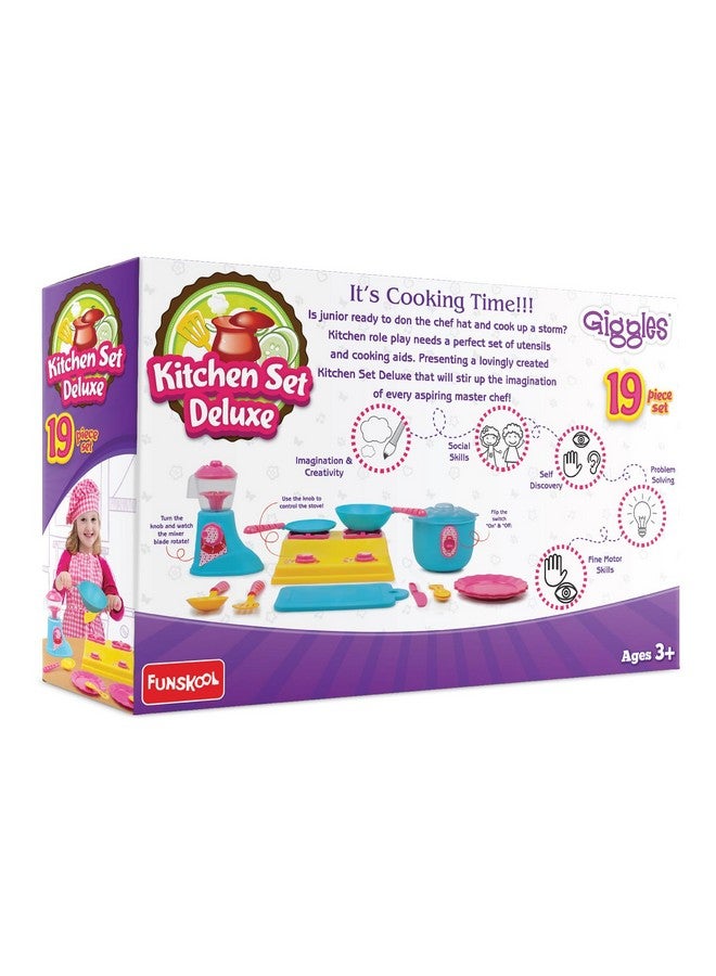 giggles - Kitchen Set Deluxe, 19 Piece Colourful Pretend And Play Cooking Set, Language And Social Skills,Role Play, 3 Years & Above, Preschool Toys - Image 2