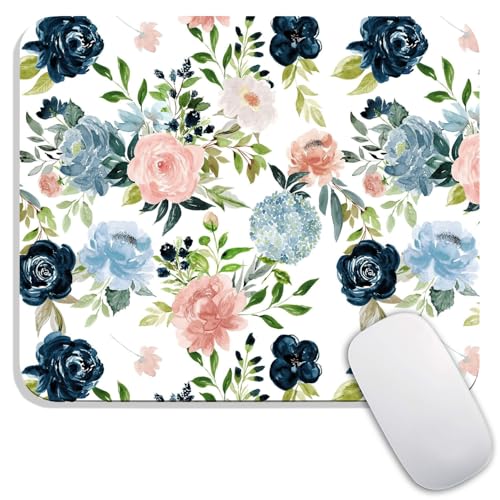 Armanza Square Mouse Pad Pretty Flowers, Personalized Premium-Textured Custom Mouse Mat Design, Washable Mousepad Cloth, Non-Slip Rubber Base Computer Mouse Pads for Wireless Mouse - Image 1