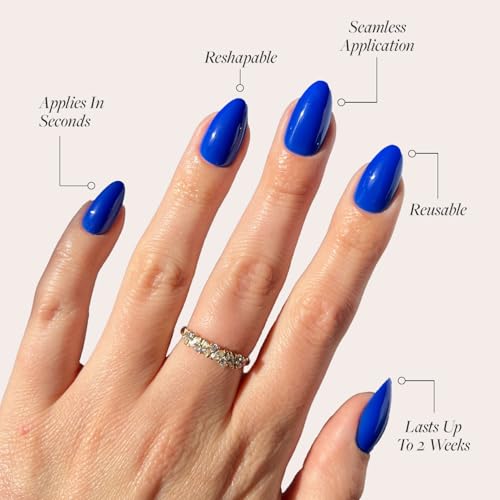 Glamnetic Press On Nails - Cobalt Blue | Opaque Bright Vibrant Blue Short Almond Fake Nails, Salon Quality | 15 Sizes - 30 Nail Kit - Image 3