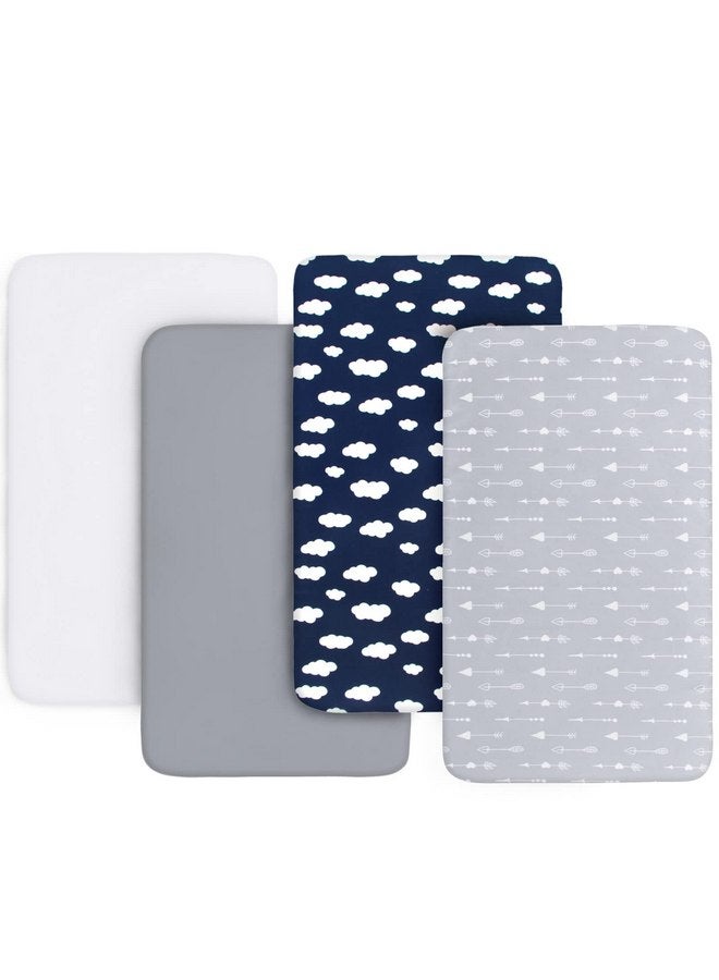 بيلوبان مجموعة من 4 ملاءات سرير ملائمة للأولاد والبنات - ملاءات أطفال من الألياف الدقيقة الناعمة والقابلة للتنفس باللون الرمادي والأزرق الداكن والأبيض - Image 1
