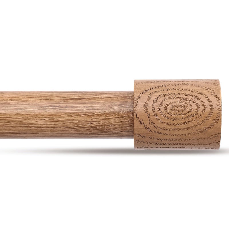 JRZOO Wood Curtain Rods 1 Decorative Adjustable Rustic Farmhouse Drapery Rod Heavy Duty Boho Curtain Pole for Windows 48 to 84 Inch with Imitation Wooden Grain Finials Light WoodUnique Design - Image 2