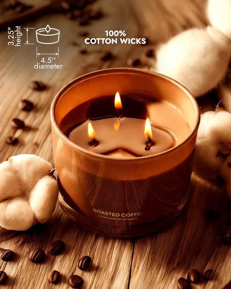 96NORTH Luxury Coffee Soy Candle | Large 3 Wick Jar Candle | Up to 40 Hours Burning Time | 100% Natural Soy Wax | Housewarming Gift for Men and Women - Image 5