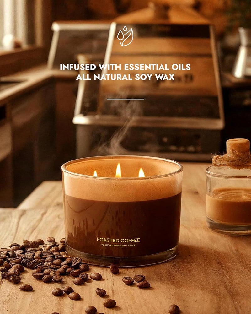 96NORTH Luxury Coffee Soy Candle | Large 3 Wick Jar Candle | Up to 40 Hours Burning Time | 100% Natural Soy Wax | Housewarming Gift for Men and Women - Image 2