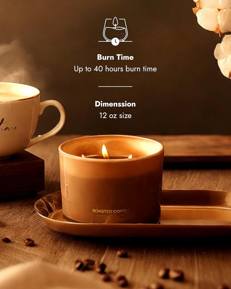 96NORTH Luxury Coffee Soy Candle | Large 3 Wick Jar Candle | Up to 40 Hours Burning Time | 100% Natural Soy Wax | Housewarming Gift for Men and Women - Image 3