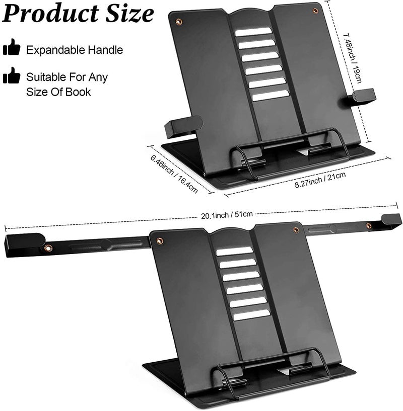 Volo Black Color Book StandHolderOrganiser Portable Metal Desktop Ajustable Foldable Cookbook Holder Recipe Book Holder Textbook Stand Music Stand Book Stand Holders for Reading - Image 4