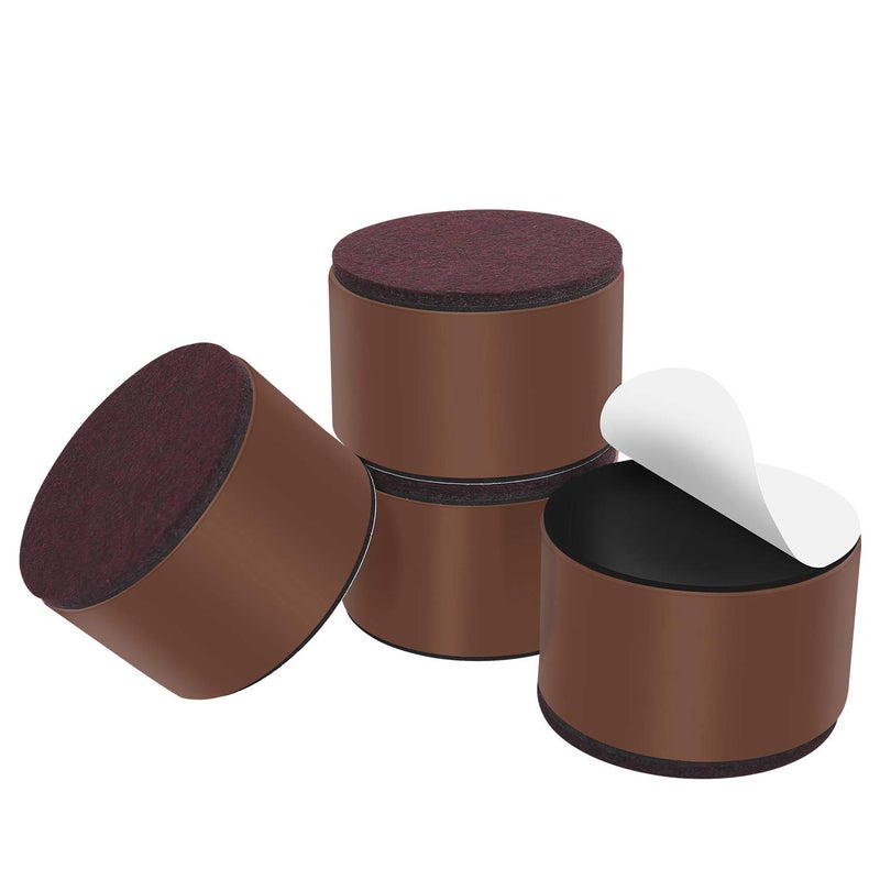 Ezprotekt 2 Inch Bed and Furniture Risers Round Heavy Duty Solid Steel SelfAdhesive Sofa Table Couch Dresser Risers Supports 20000 lbs Protect Wood and Carpet Floors from Scratch Brown 4 Pack