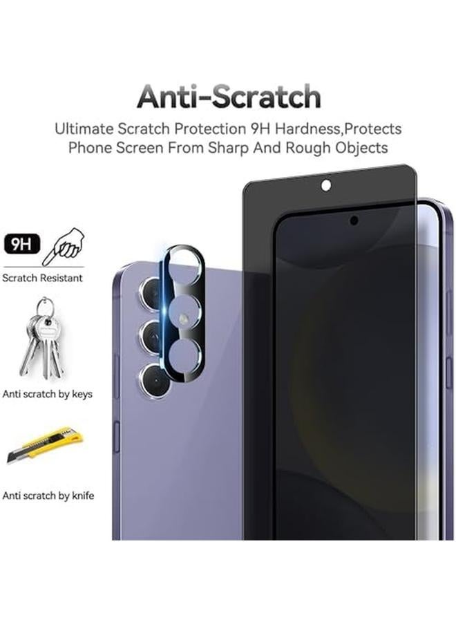 erorex 2 Plus 2 Pack 9H Tempered Glass Privacy Screen Protector For Samsung Galaxy S24 Plus 5G, With Installation Alignment Frame, Support Fingerprint Unlock, Anti Scratch, Anti Spy  - Image 3