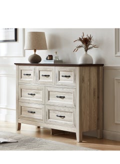 LINSY HOME LINSY HOME  -  Wood Dresser Closet With 7 Drawers , Dressers Organizer for Bed Room Living Room, Kids Room, Nursery, Hallway, Beige Color, size 120L*39.8W*86.7H cm  - Image 1