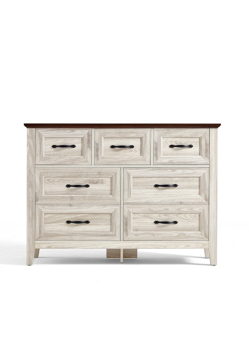 LINSY HOME LINSY HOME  -  Wood Dresser Closet With 7 Drawers , Dressers Organizer for Bed Room Living Room, Kids Room, Nursery, Hallway, Beige Color, size 120L*39.8W*86.7H cm  - Image 3