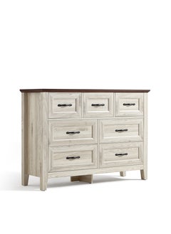 LINSY HOME LINSY HOME  -  Wood Dresser Closet With 7 Drawers , Dressers Organizer for Bed Room Living Room, Kids Room, Nursery, Hallway, Beige Color, size 120L*39.8W*86.7H cm  - Image 2