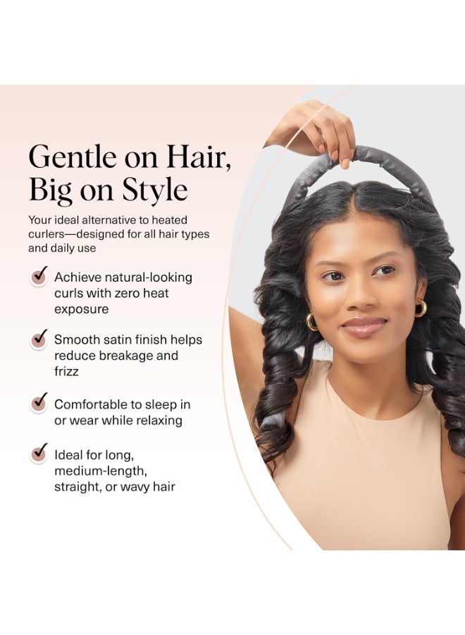 Kitsch Satin Heatless Curling Set, No Heat Hair Rollers for Effortless Overnight Curls, Includes Curling Rod and Satin Scrunchies in Black - Image 3