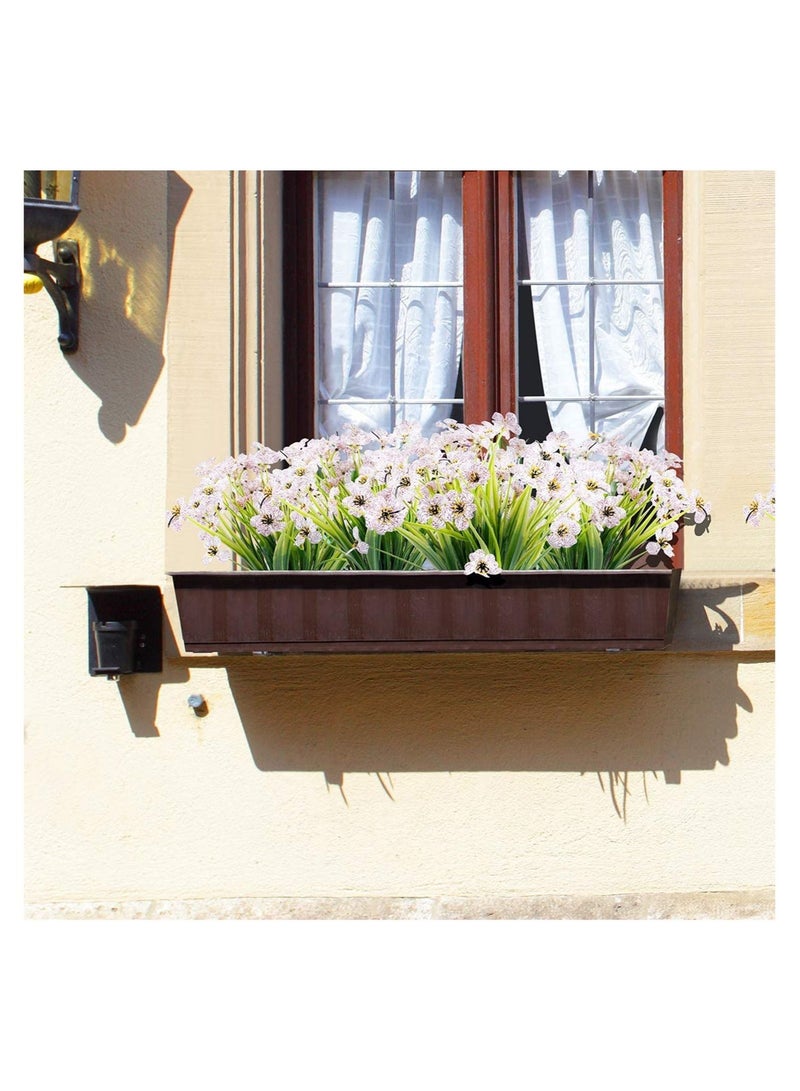 Excefore 12 Bundles Artificial Flowers Outdoor UV Resistant Fake Flowers No Fade Plastic Plants Greenery Shrubs Garden Porch Window Box Decorating, Faux Violet Flower (White) - Image 3
