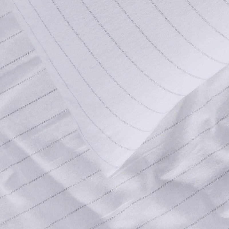 Sleepdown 100% Cotton Flannel Sheets Twin - Super Soft  Heavyweight  Double Brushed  Anti-Pill Flannel Twin Sheets - 16"" Deep Pocket Twin Fitted Sheets X2 Side Pockets (Twin  White Pin Stripe) - Image 4