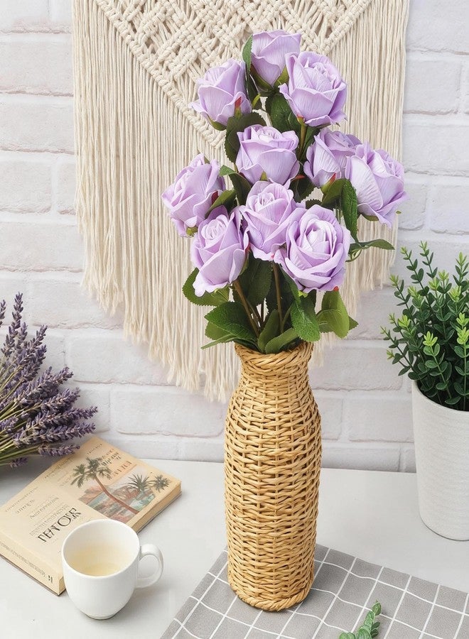 Kenpal 10pack Realistic Fake Roses Artificial Flowers with Stem for Wedding Decoration Centerpieces Bouquets (Lavender) - Image 5