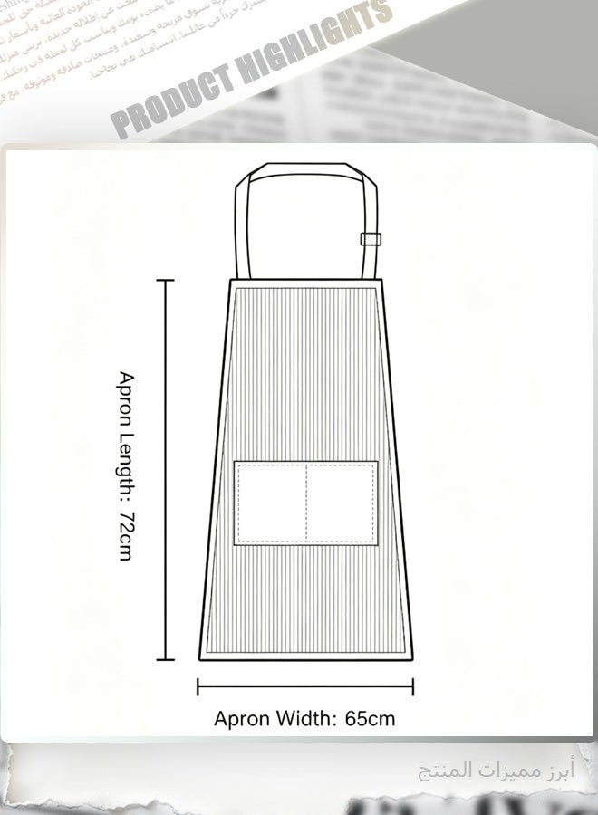 Embroidered Canvas Apron with Utensil Design, 2 Side Towel Pockets, Adjustable Bib Apron for Kitchen Cooking Baking Gardening - Image 2