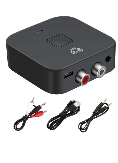Bluetooth 5.0 Audio Receiver Adapter, NFC Wireless Bluetooth Extender 3.5Mm AUX or RCA Input Speaker, Bluetooth Audio Adapter for Music Streaming Audio Systems, Car and Home Stereo Theater Systems