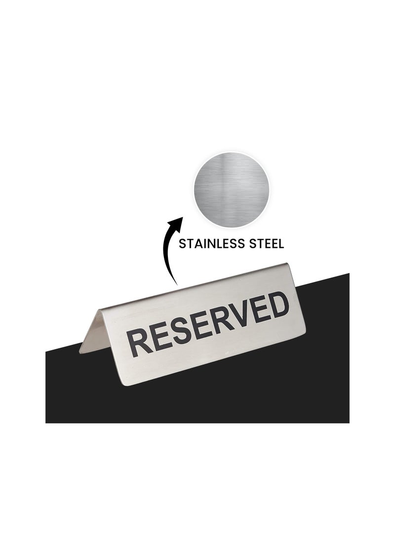 PRINTSHOP4ME - Stainless Steel Tent Card Table Reserved Sign-Perfect for Restaurants, Events, and Private Functions-Table Signage for Reserved and Sign Places - Image 1
