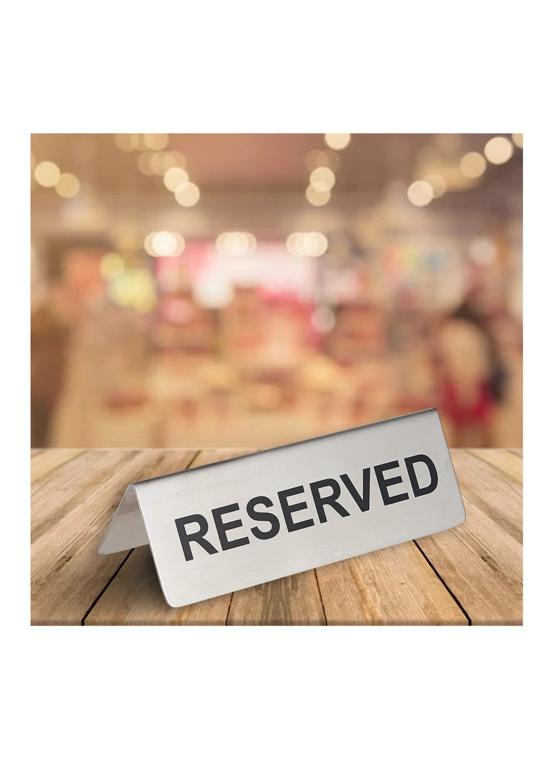 PRINTSHOP4ME - Stainless Steel Tent Card Table Reserved Sign-Perfect for Restaurants, Events, and Private Functions-Table Signage for Reserved and Sign Places - Image 1