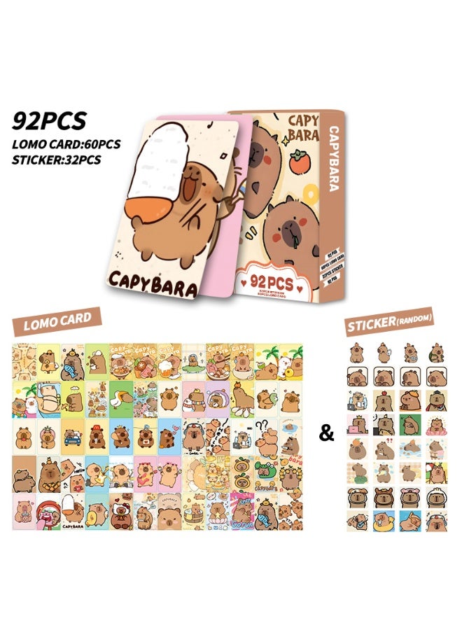 NIBEMINENT 92 Pcs Cartoon Capybara Double-sided Lomo Cards Card For Fans Collection Gifts - Image 2