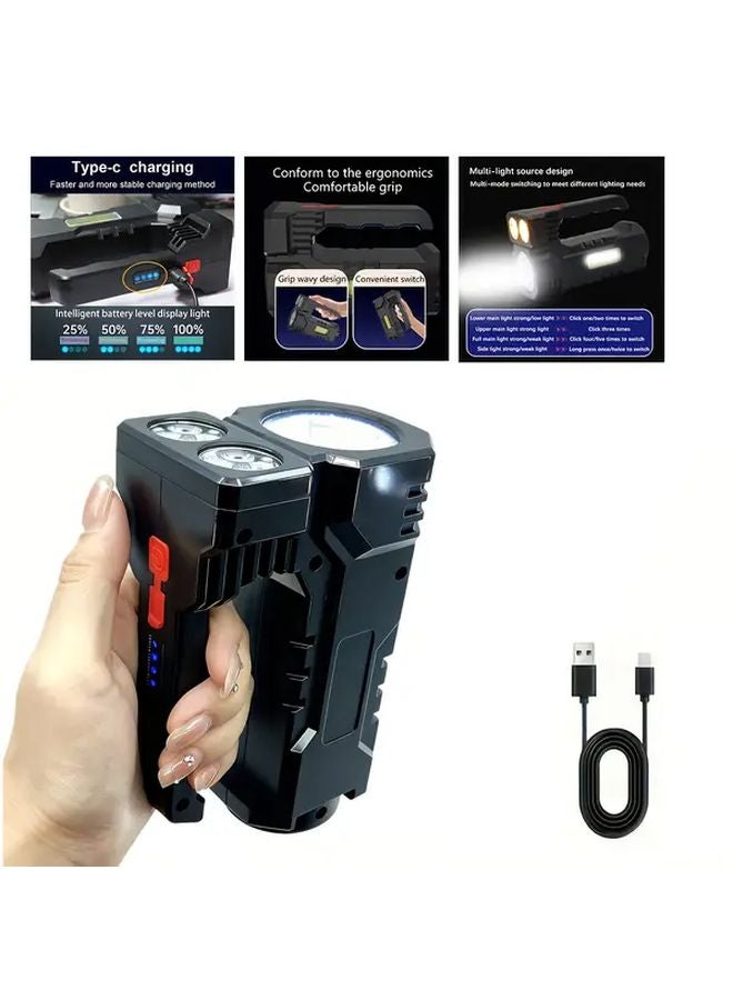 Black ABS Multi Mode Outdoor LED Flashlight With Battery Display For Night Travel - Image 2