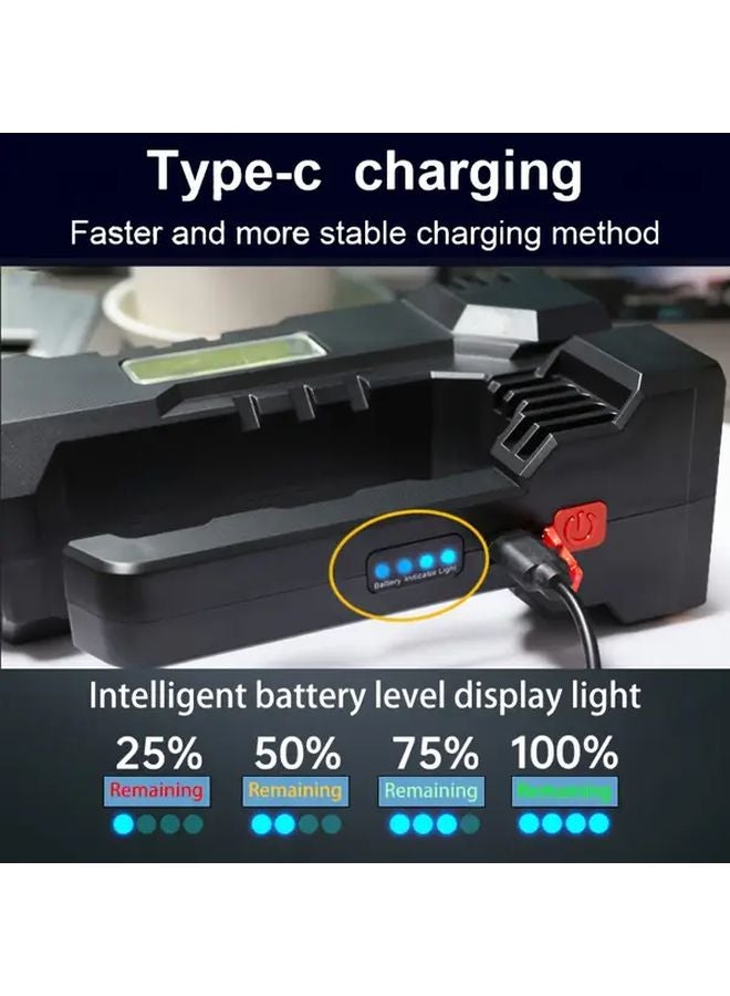 Black ABS Multi Mode Outdoor LED Flashlight With Battery Display For Night Travel - Image 5