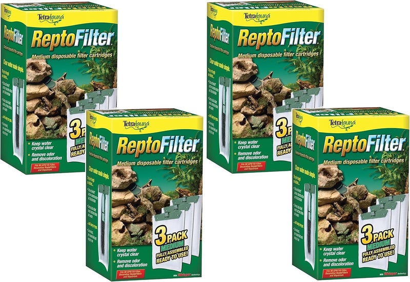 Tetra ReptoFilter Filter Cartridges Medium 12 Total Cartridges 4 Packs with 3 per Pack