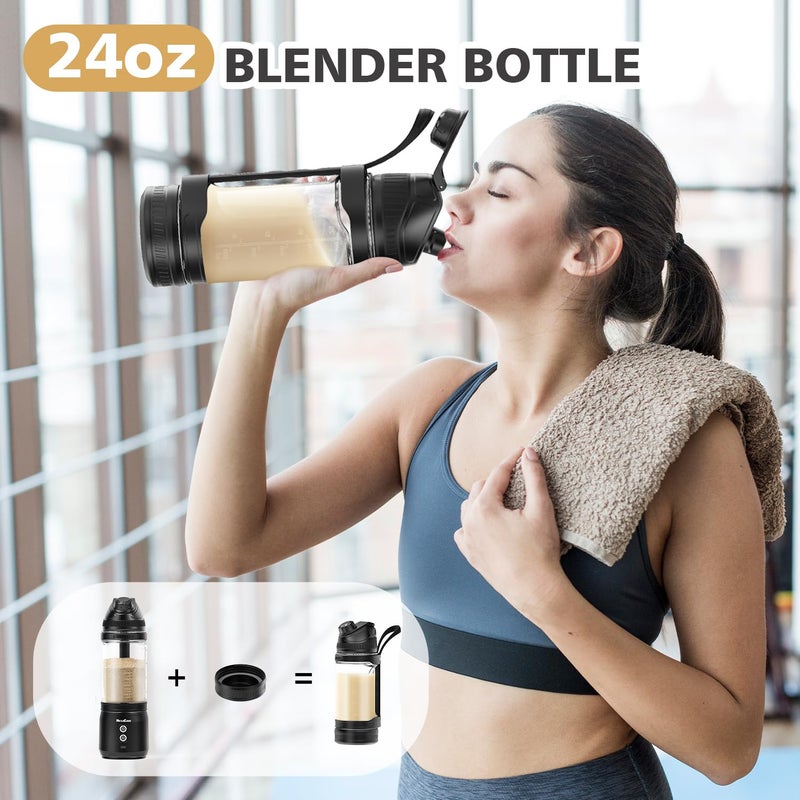 NexaEase Portable Personal Blender for Smoothies, Protein Shakes, Frozen Drinks - 24Oz Blender Cup Bottle with Sip Spout, Travel Lid, USB-C Rechargeable, Cordless - Mini Small Blenders for Kitchen, Gym, Office - Image 4