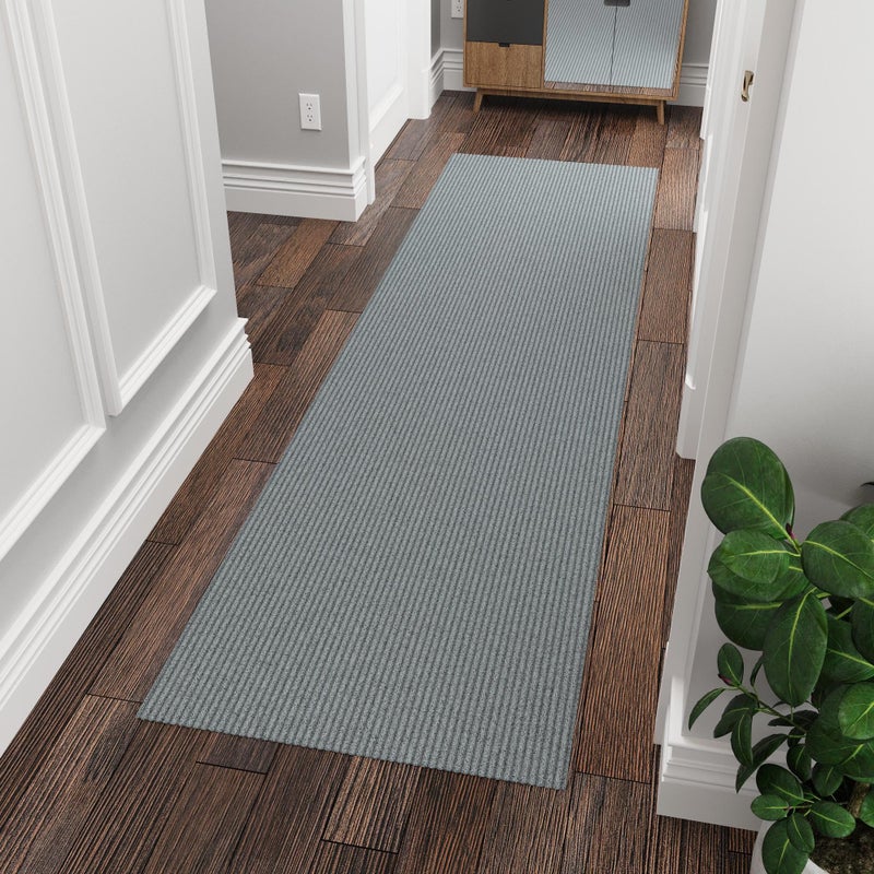 Ottomanson 2' x 6' Hallway Runner with Scraper Pile - Extra Durable Non-Slip Rug Mat for Indoor & Outdoor Use - Ideal for Kitchen, Entryway, Patio & Garage - High-Traffic Carpet, Gray - Image 1
