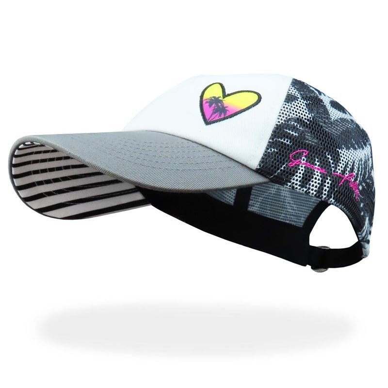 Grace Folly Baseball Cap for Women in Cute Dad Hat Design with Mesh to Stay Cool at The Beach in Summer (Heart Palm Beach) - Image 1