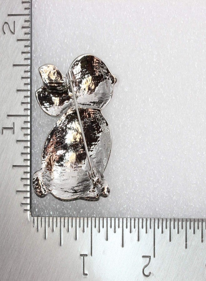 Faship Clear Pink Rhinestone Crystal Cute Bunny Rabbit Pin Brooch for Easter - Clear - Image 3