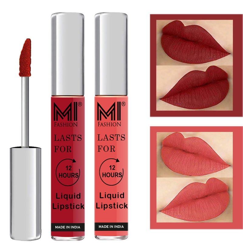 MI FASHION Pure Matte Liquid Lipstick Red Peach 100 Transferproof Classic Elegance That Lasts Up To 12hr In Super Stay 35ml Sets 2 - Image 1