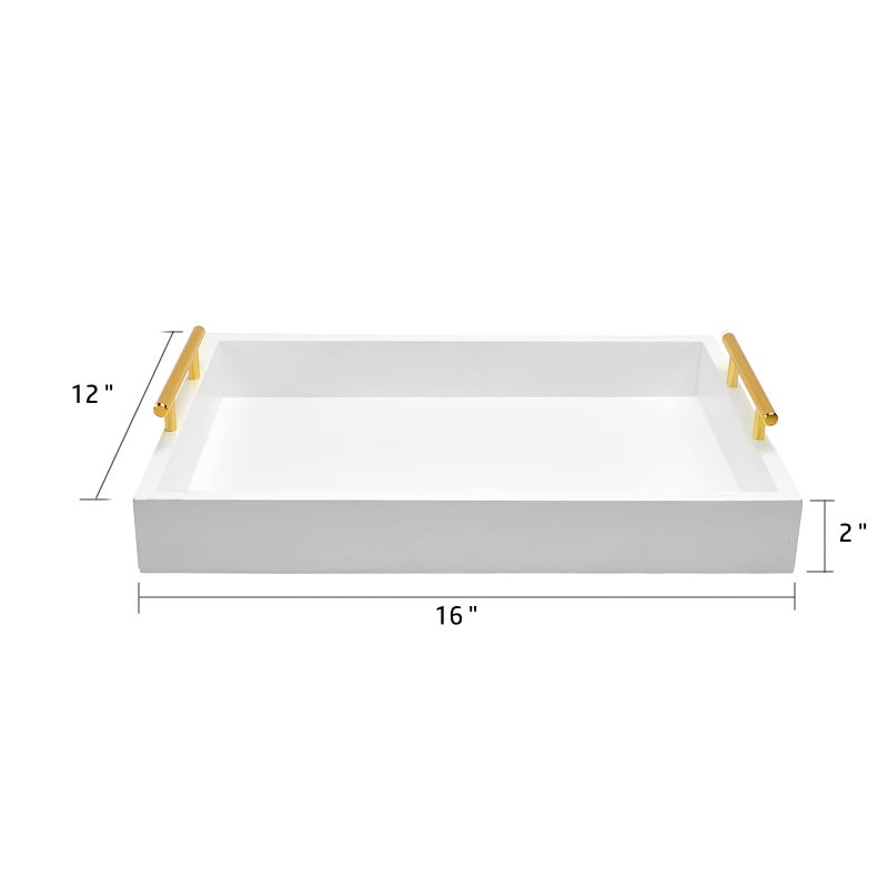 Moonlit Pond 16"x12" Serving Trays with Handles, White Decorative Serving Tray, Ottoman Trays, Living Room, Bathroom, and Outdoors Decorative Trays (White) - Image 2