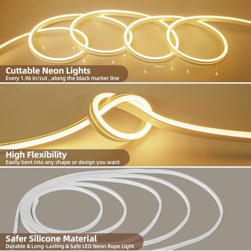 KBR LED Smart Neon Strip Light with USB Power Charging – Warm White Decorative Festival Lighting for Indoor & Outdoor, Diwali, Christmas, Balcony, Entrance, Pillars with Easy Plug-in (1 Meter) - Image 4